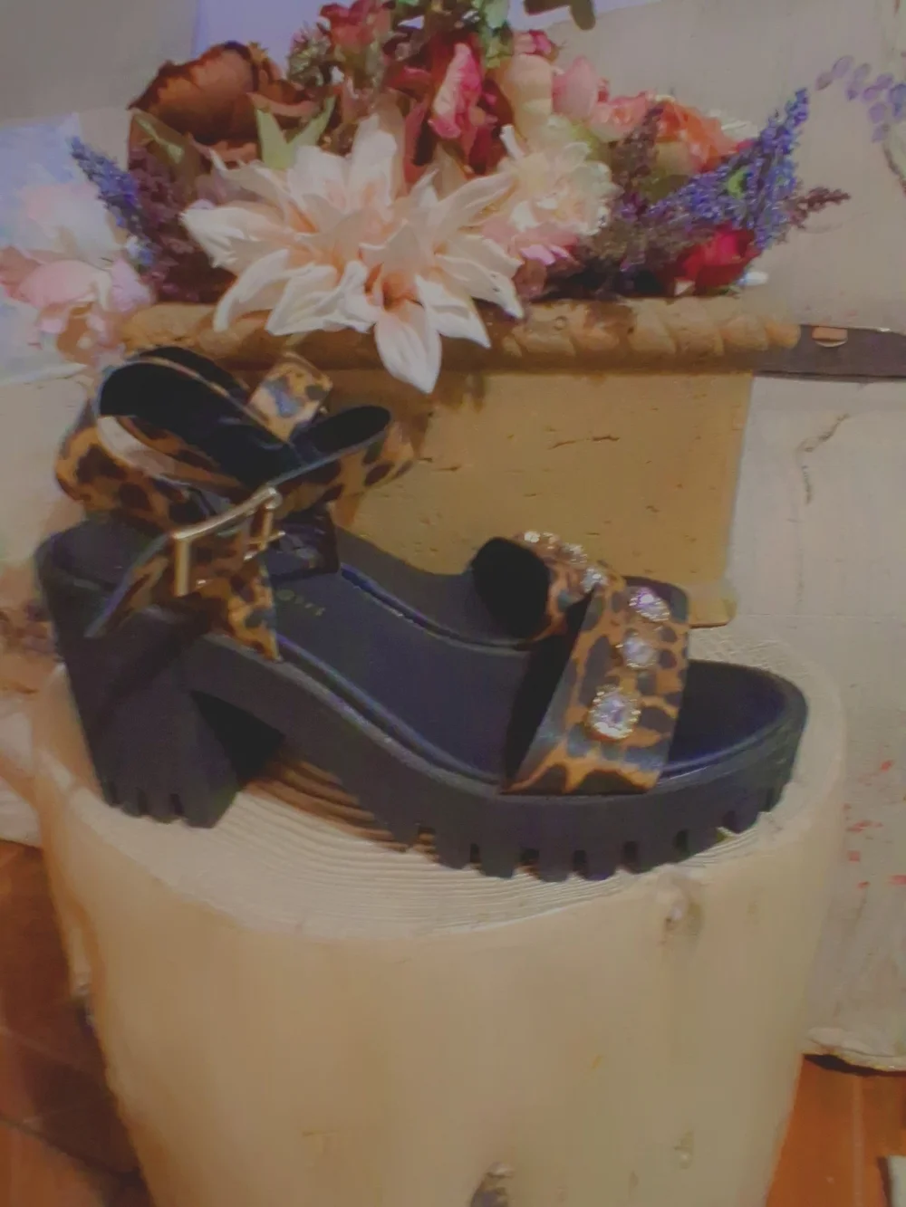 Platform Steve Madden Leopard Print Gem-Embellished Women's Platform Sandals